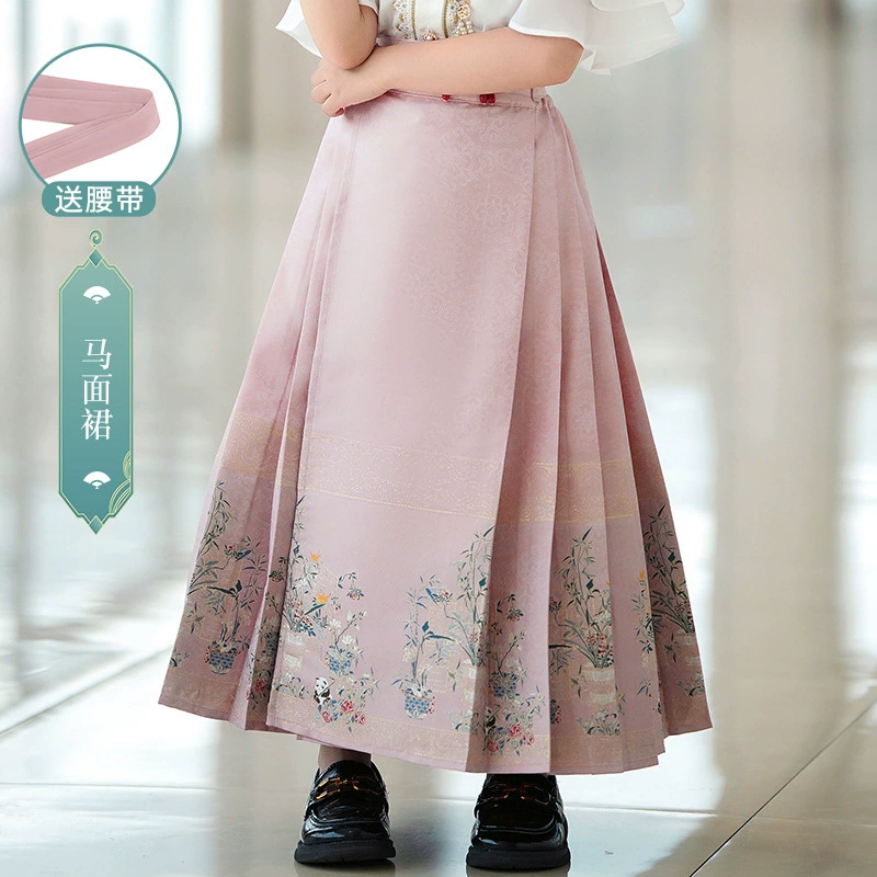 Horse-faced skirt mid-large children's suit 2025 new children's national style high-end Chinese costume for girls Chinese style ancient costume