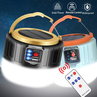 Cross-border Solar remote control light led emergency bulb light usb charging night market stall light mobile camping tent light