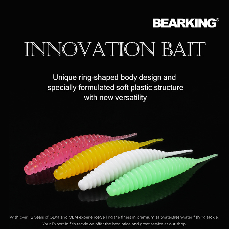 BEARKING熊王路亞軟餌PVC小單尾根釣針尾20條49mm0.9g加鹽加腥