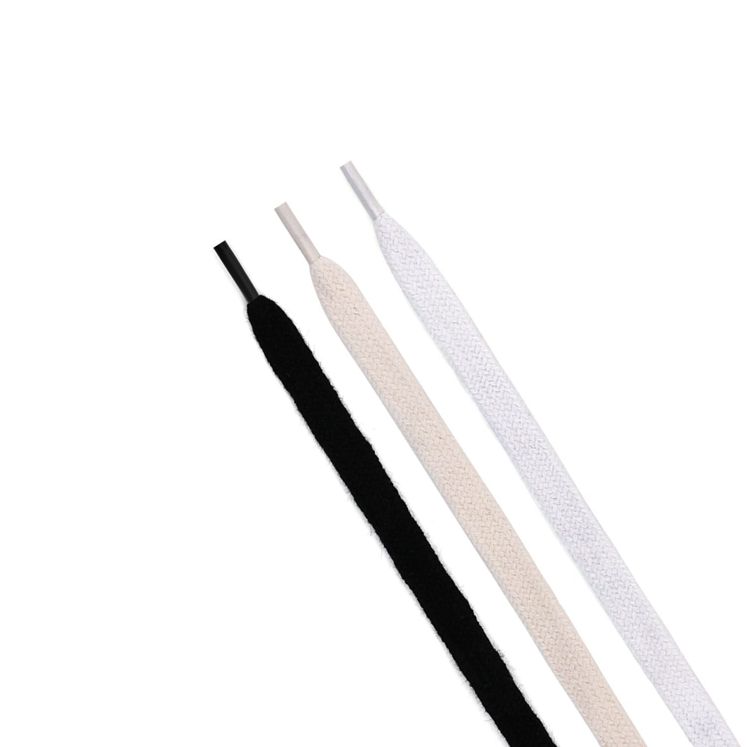 Shoelaces Classic (white) — Cotton/Polyester, Multiple Lengths 60–160 cm, Flat & Thick Styles