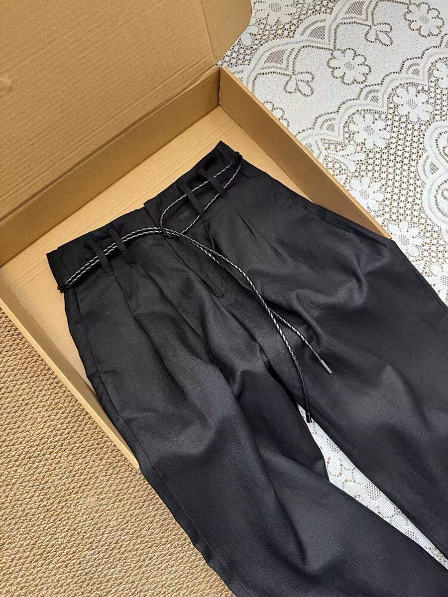 Quần culottes nữ ống rộng cạp cao dáng suông mùa hè — màu đen