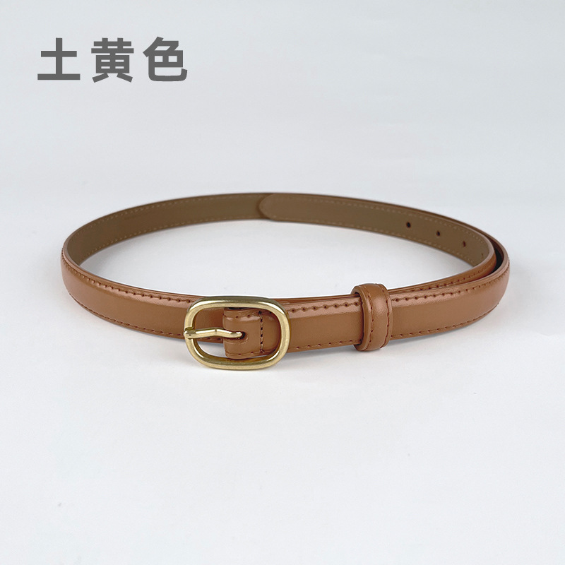 Correa delgada de cuero de las mujeres pantalones casuales pantalones vaqueros estilo coreano de moda todo partido simple de cuero de vaca cinturón de las mujeres