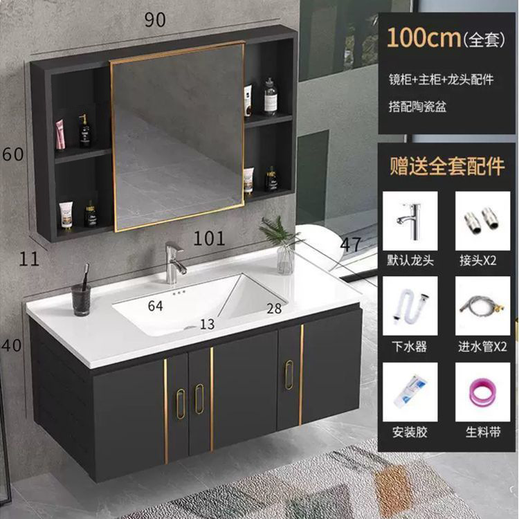 Espacio aluminio tocador tocador tocador tocador armario integrado tabla de roca encimera lavabo lavabo mueble de baño mueble de baño