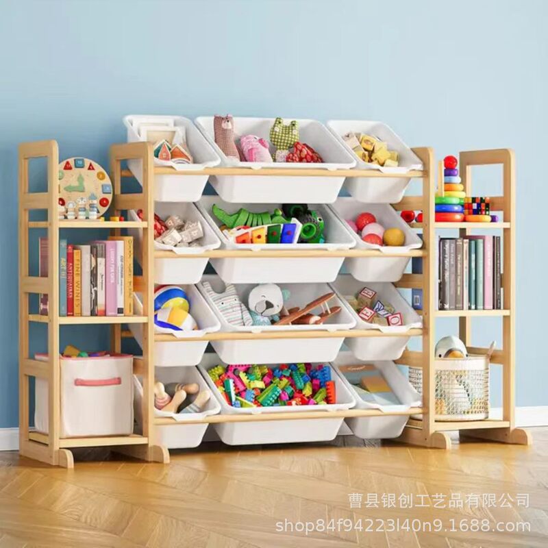 Wooden Multi-Layer Large Children's Toy Storage Rack, Large Capacity Sorting and Organizing Rack, Floor-Standing Children's Room Toy Rack Wooden Multi-Layer Large Children's Toy Storage Rack, Large Capacity Sorting and Organizing Rack, Floor-Standing Children's Room Toy Rack