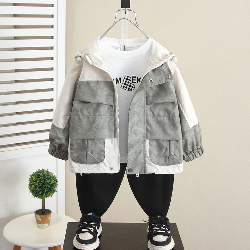 6181 chaqueta de otoño para niños 2025 nueva moda bebé primavera y otoño con capuchón ropa de caída de moda