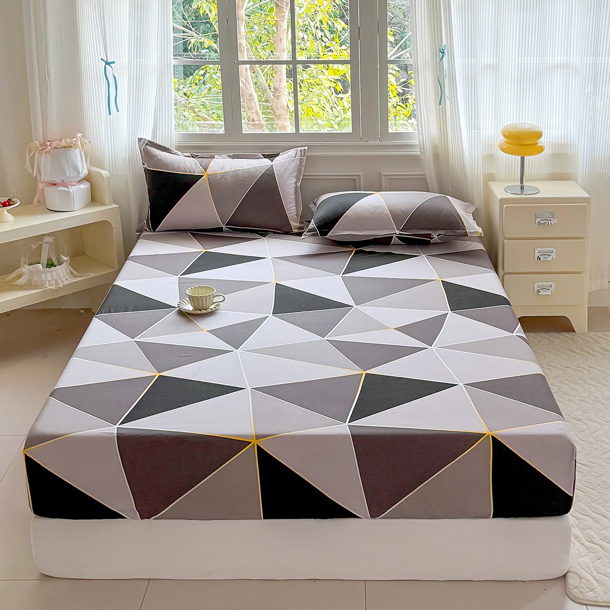 Factory wholesale cross-border foreign trade single bed hat double Simmons mattress protector wash cotton bedspread three-piece set