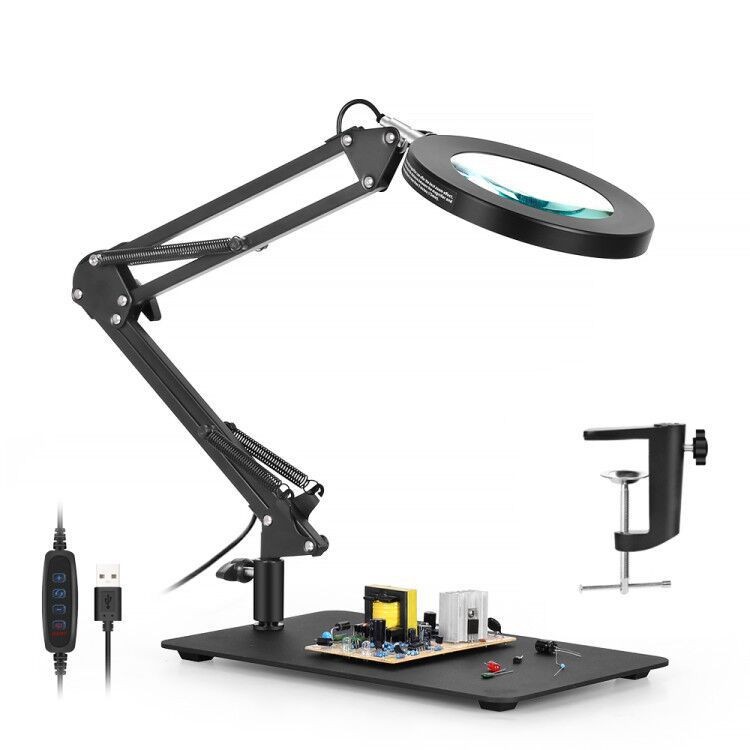 Brazo largo plegable de escritorio lupa lámpara de mesa Reparación de soldadura joyería identificación belleza manicura ancianos Lámpara de lectura