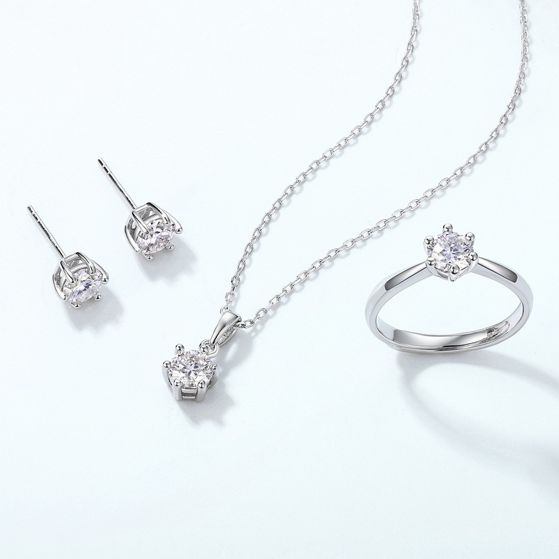 Wilsheng joyería simple s925 plata de seis garras con incrustaciones de moissanite pendientes de comercio exterior transfronteriza al por mayor Super Flash pendientes
