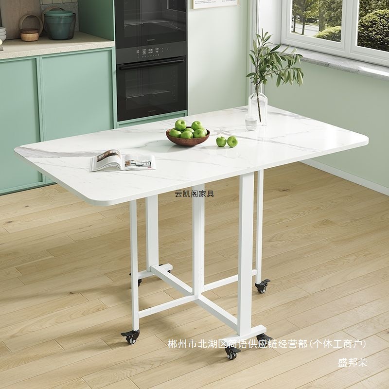 Fábrica directa mesa de comedor plegable doméstica pequeña casa multipropósito mesa plegable móvil sala de estar rectangular comida simple image 2