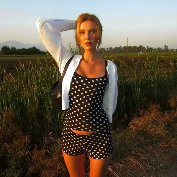 Summer European and American Cross-Border Trendy Fashion Spotted Print Sexy Camisole Top and Hip-Lifting Shorts Set for Women