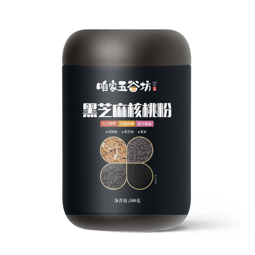 Our Wugufang black sesame and walnut powder 500g/can big black can meal replacement powder black sesame powder and walnut powder meal replacement