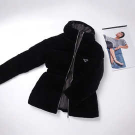 PA甜酷风格！精致GAO级！华丽复古！白鹅绒蚂蚁腰丝绒羽绒服外套