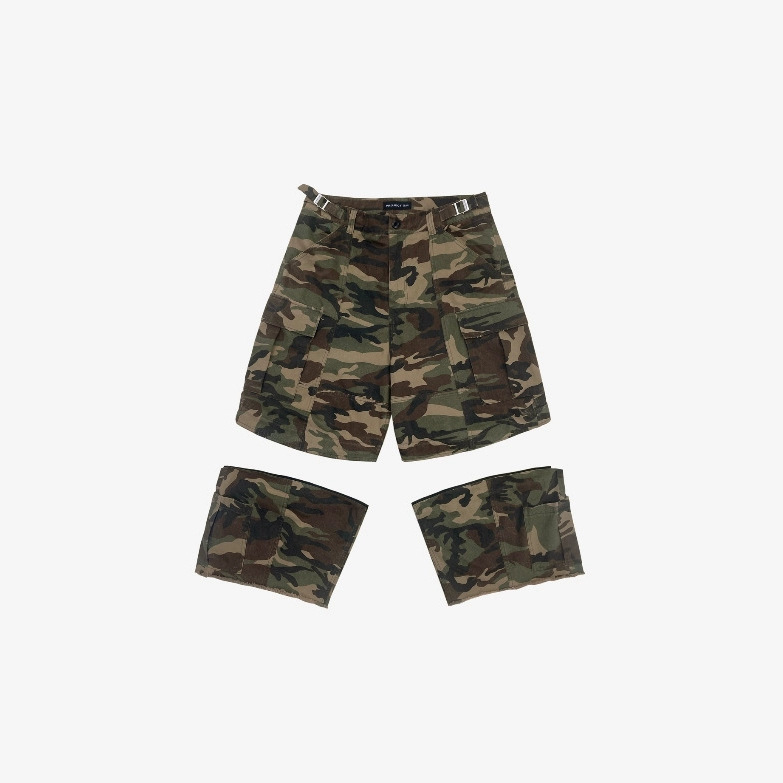 New Streetwear Loose Fit Deconstructed Zipper Patchwork Cargo Men's Camouflage Shorts_voghion.com