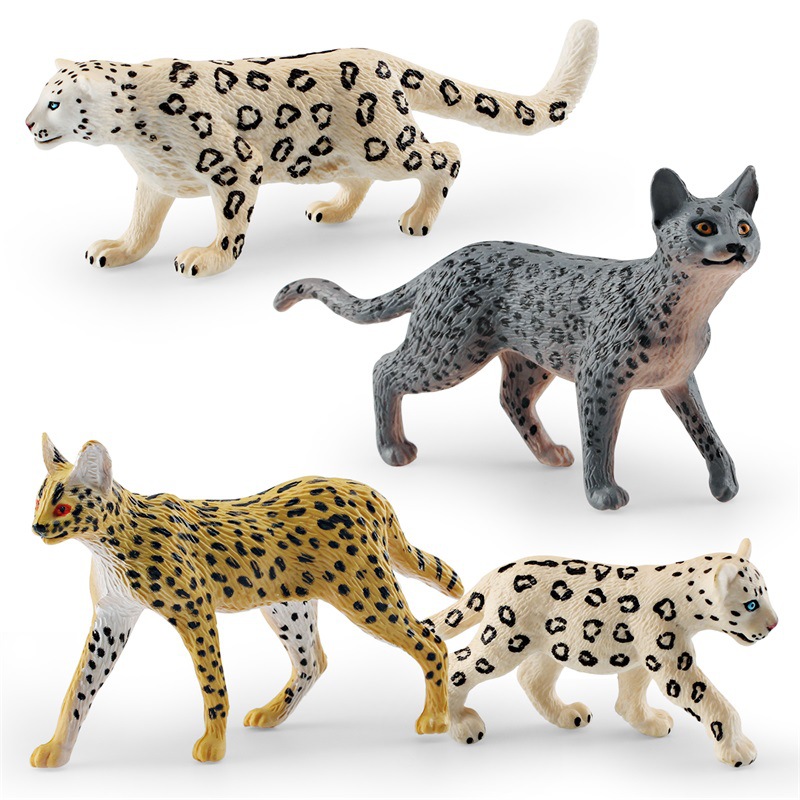 Simulación transfronteriza bosque animal modelo de leopardo ciencia y educación para niños cognición nieve leopardo gato leopardo decoración de escritorio juguete