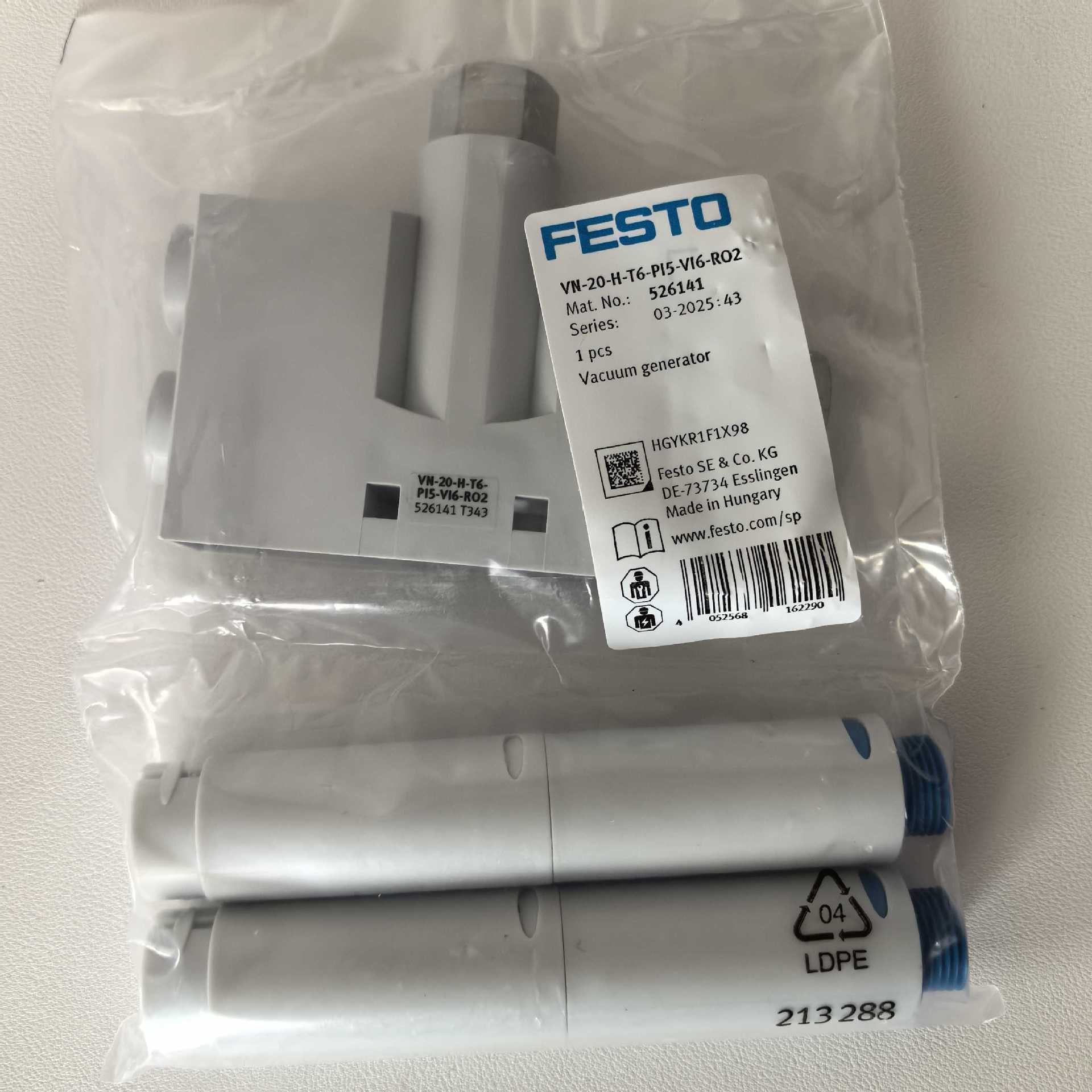 费斯托   FESTO  真空发生器   526141  VN-20-H-T6-PI5-VI6-RO2