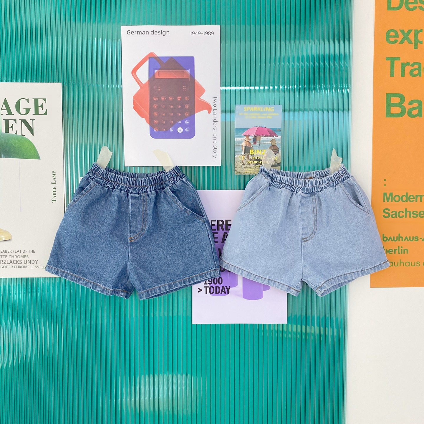 Korean Version Instagram Children's Soft Fashion Denim Short Pants for Summer with a Stylish Distressed and Holey Casual Hot Pants