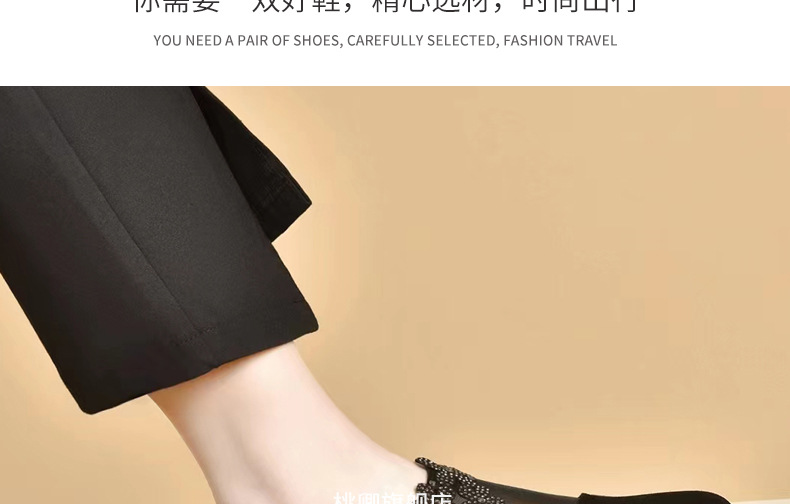 Giày sandal nữ da thật mũi tròn gót vuông 5 cm khoét lỗ hở mũi — Chiều cao gót 5 cm chi tiết 22