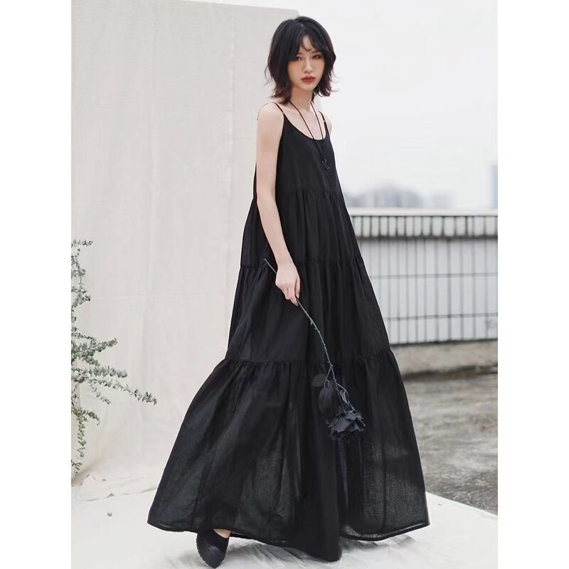Extra Large Size 150kg Super Long Skirt to the Ankle, Suspender Skirt for Women, Loose Fit, Slimming, Large Hem Dress, A-Line Skirt, Tiered Skirt