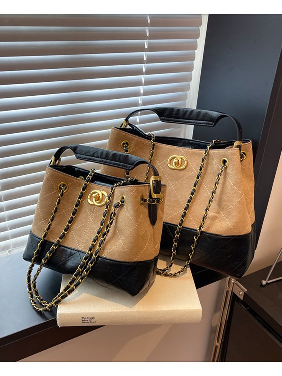 Qadın retro mat tote və zəncirli çiyin çantası