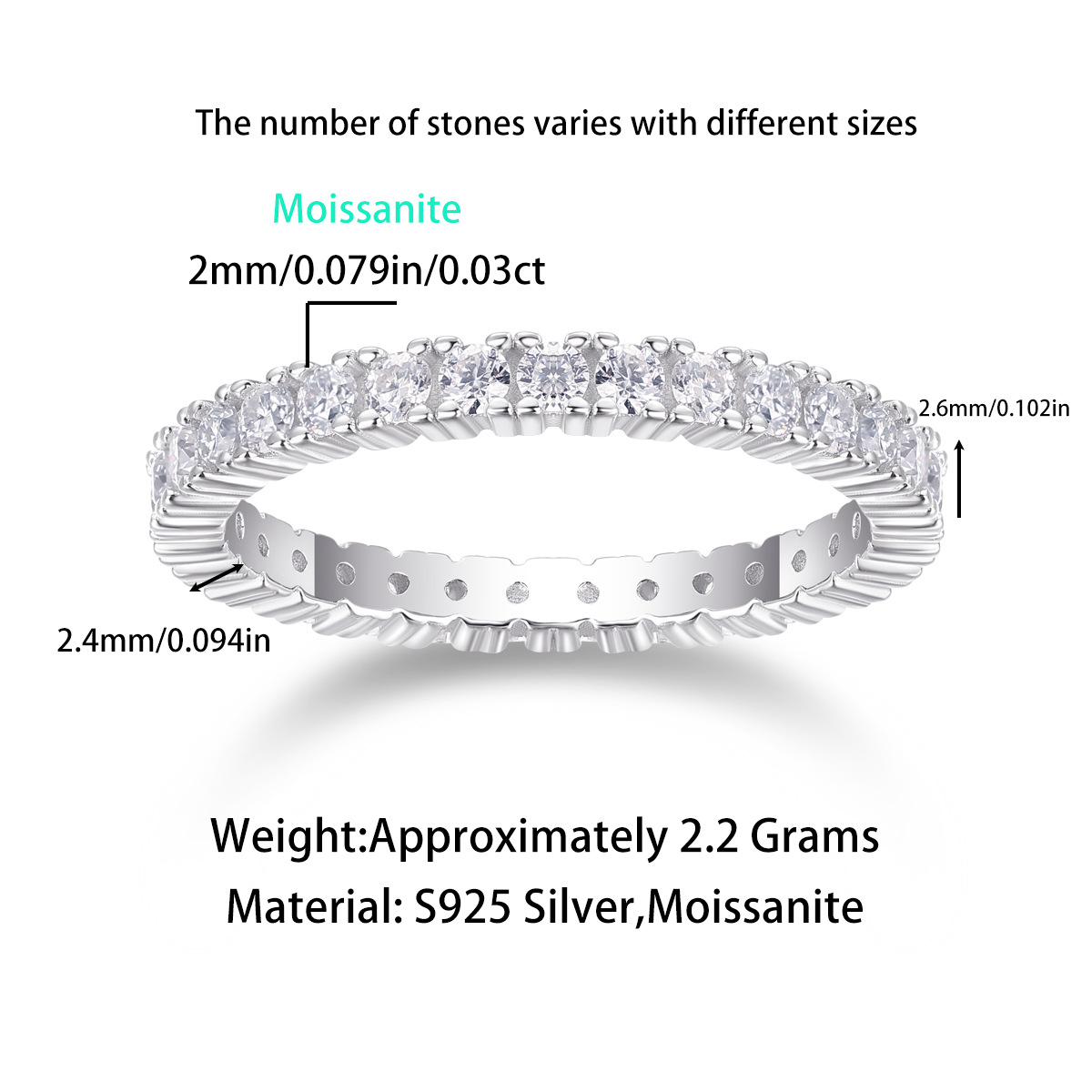 5g Weight 0.03µm Gold Plating Thickness Electroplated Gold Plating Process White Gold Plated Plating Material Moissanite Inlay Material Rings Classification 1 Piece Quantity Holiday, Family Gathering, Tea Party Occasion 925 Sterling Silver Material Round Pattern Women's Gender Simple Style, Shiny Style Inlay Craft White Gold Plated 925 Sterling Silver Moissanite Round Rings GRA Certificate