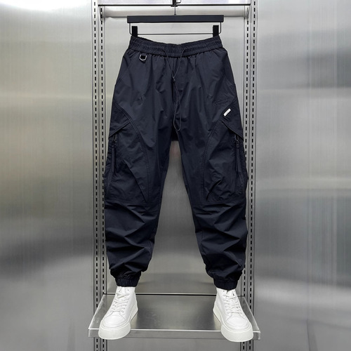 Champion brand work pants for men, summer thin loose pants, summer ankle-length pants, trendy American punk cool nine-inch pants