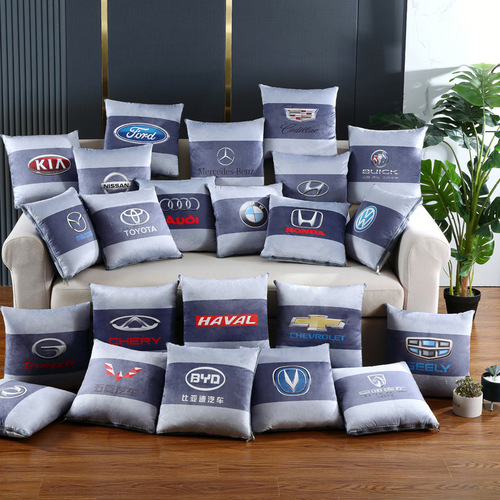 Car pillow quilt crystal velvet dual-purpose folding air-conditioning quilt pillow nap car logo pillow cushion waist protector