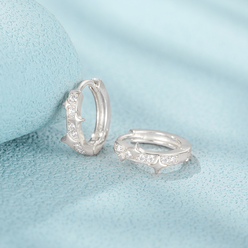 4g Weight 925 Sterling Silver Ear Needle Material Zircon Inlay Material Earrings Classification 1 Pair Quantity Daily, Street Occasion 925 Sterling Silver Material Star Pattern Women's Gender Plating, Inlay Design Simple Style Style 1 Pair 925 Sterling Silver Zircon Star Earrings 7