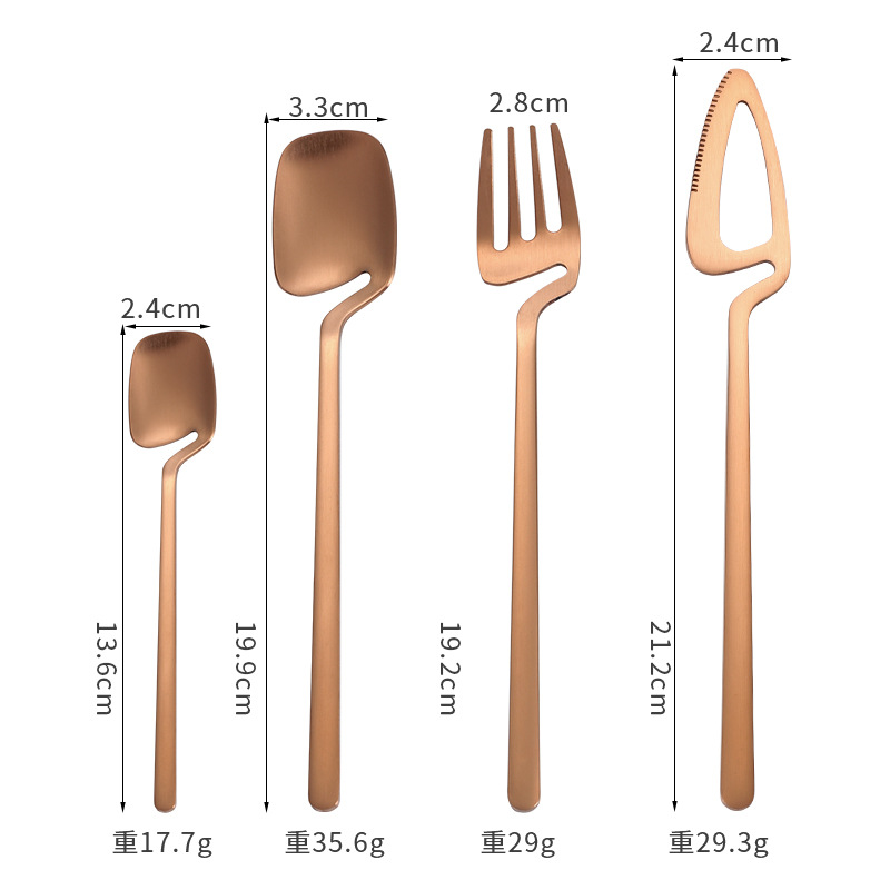 Amazon 304 acero inoxidable montado en la pared de titanio plateado cuchillo y tenedor cuchara vajilla occidental creativo taza de café cuchara larga cuchara de hielo tenedor