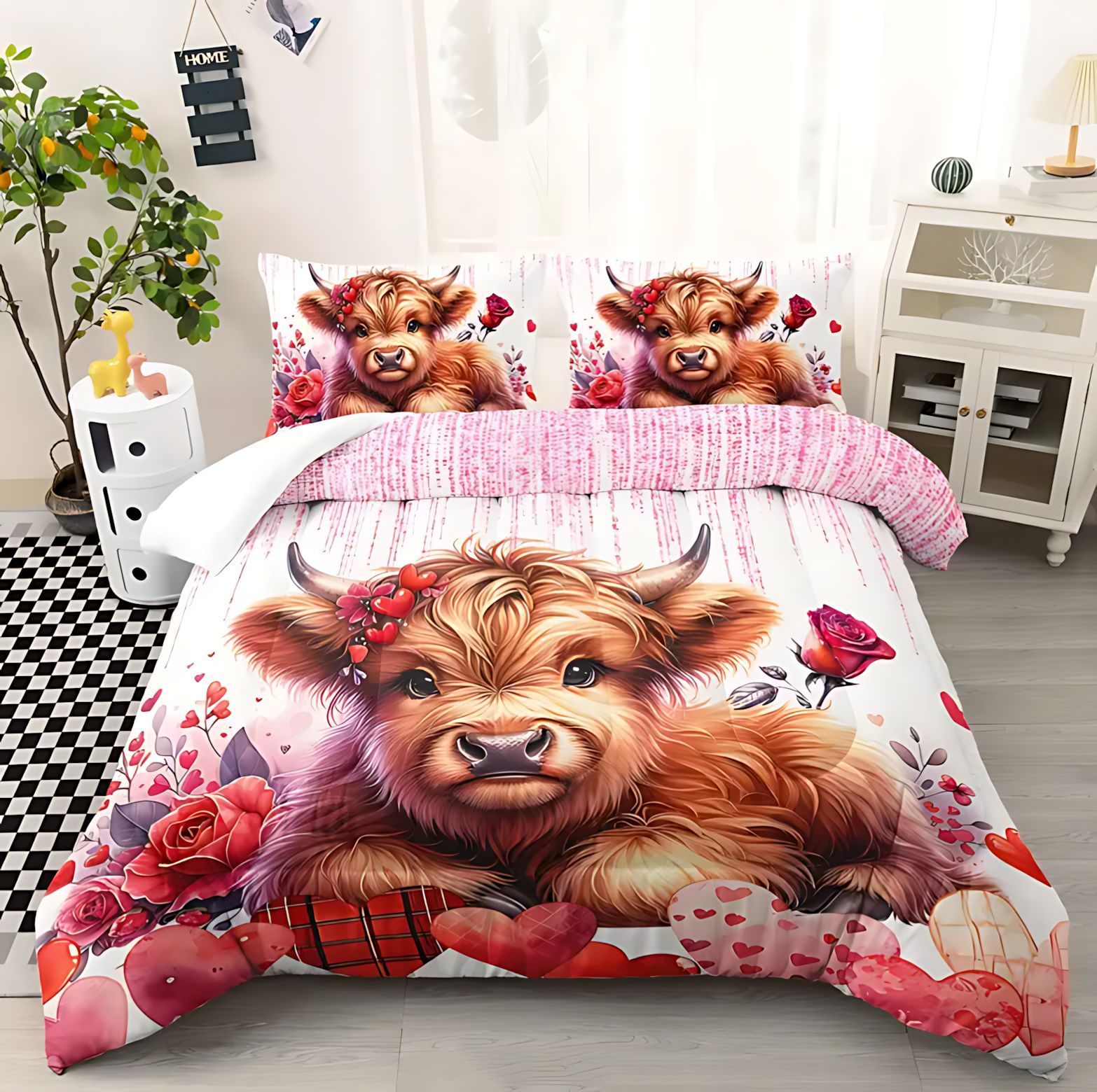 TEMU / JIT Amazon muchos animales lindos 3D impresión digital 180gms colcha set de ropa de cama