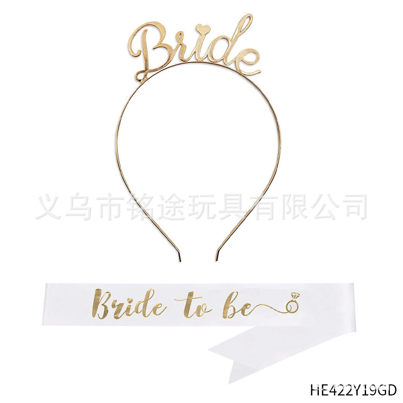 Bachelor Party novia de oro rosa para ser correa de hombro banda ceremonial nupcial de dos piezas corona diadema