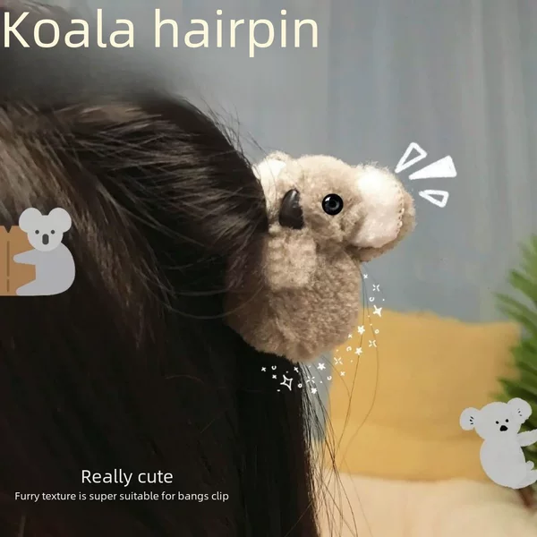 Ins Popular Same Style Cartoon Stereo Plush Koala Hairpin Side Clip Banana Clip Grab Clip Photo Cute Hair Accessories