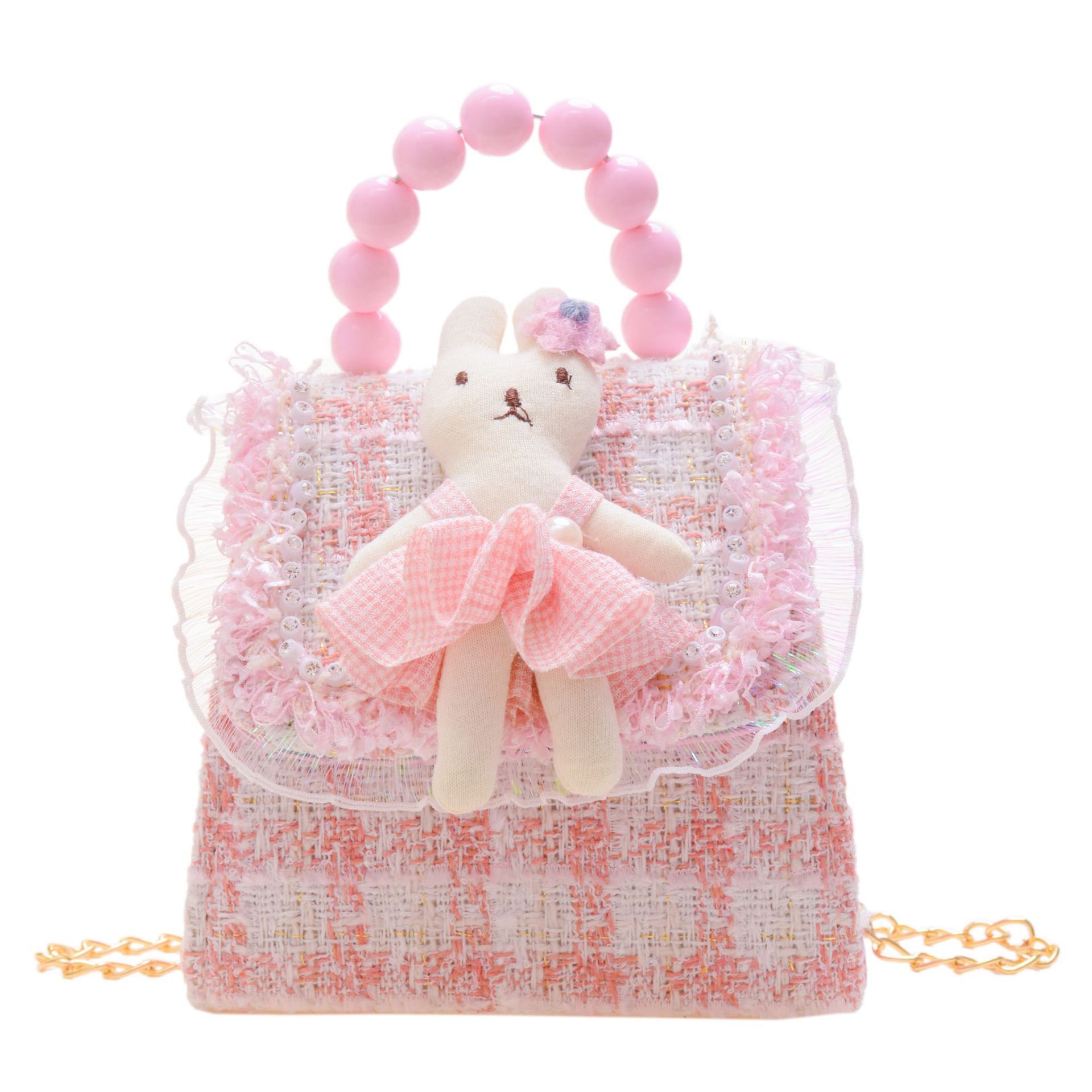 Estilo coreano princesa bolsa de mensajero mini bebé estilo occidental Chanel estilo cadena bolsa pequeña bolsa cuadrada conejito de dibujos animados bolsa de hombro