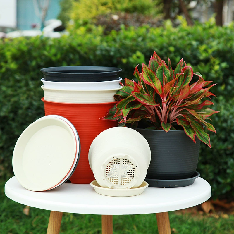 Цветочный горшок из смолы, имитация керамики, гостиная, балкон, суккулентный зеленый горшок для растений, утолщенный пластиковый цветочный горшок, высокий и короткий круглый галлоновый горшок