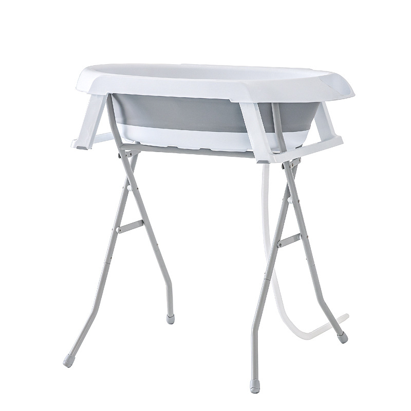 Bañera para bebés, bañera para bebés plegable, soporte alto, mesa de cuidado del recién nacido, mesa de contacto para lavar el trasero y cambiar el pañal