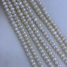 白亮椭圆3-4mm小珍珠散珠天然淡水珍珠小冲头DIY手工手链材料配件