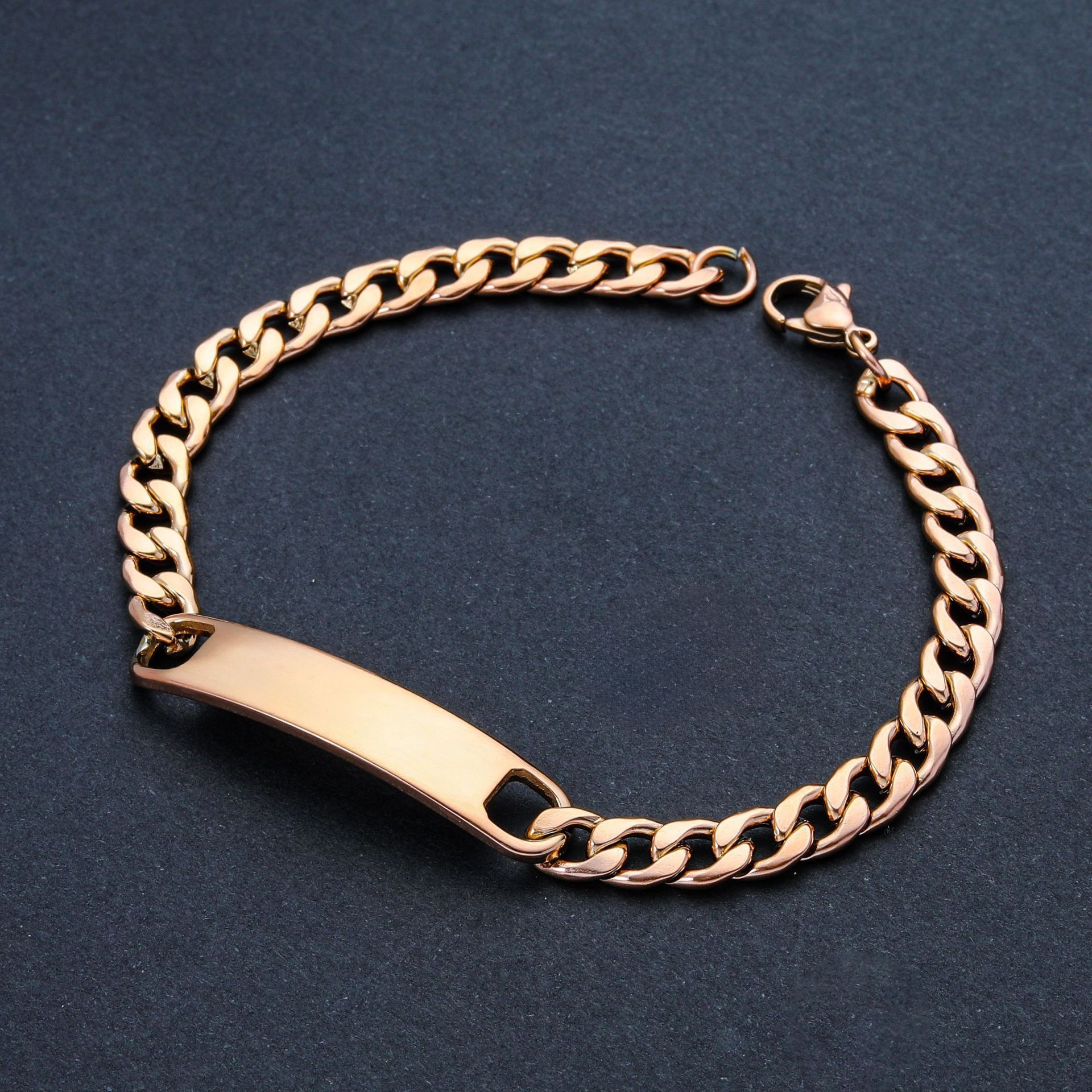 Stainless Steel Bracelet Bracelet with Engraved One-To-One Curved Brand Fashion Simple Men and Women Couple Bracelet Manufacturer Wholesale