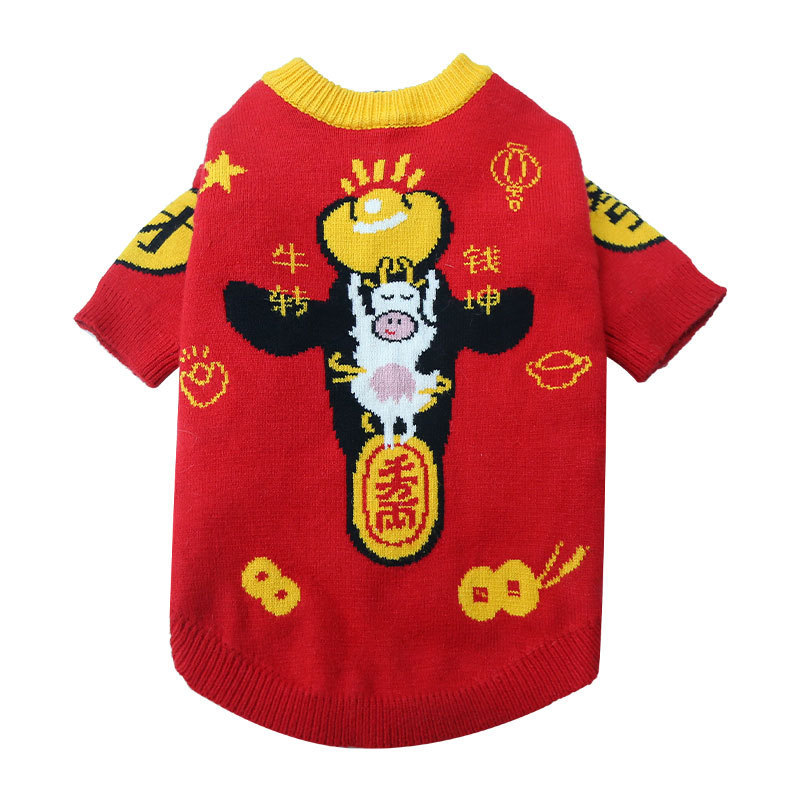 Liquidación cubo francés caliente engrosada ropa acolchada de algodón año nuevo lana mediano y grande perro gato bufanda ropa para mascotas suministros