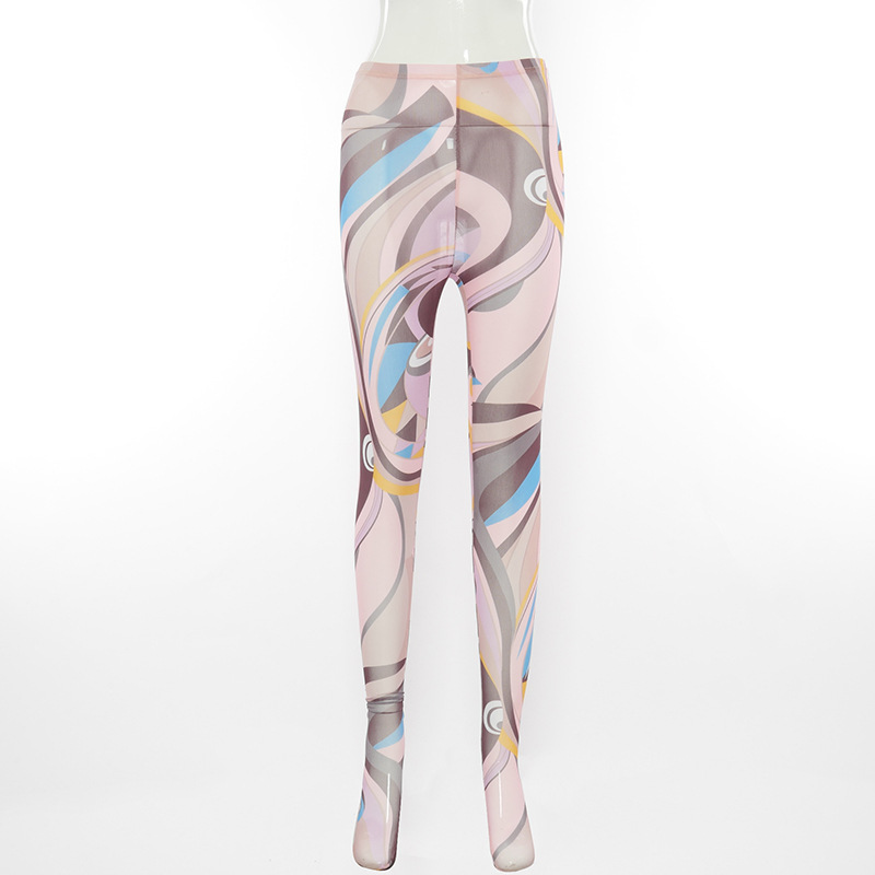 Printed Mesh Fabric Leggings NSMX25341