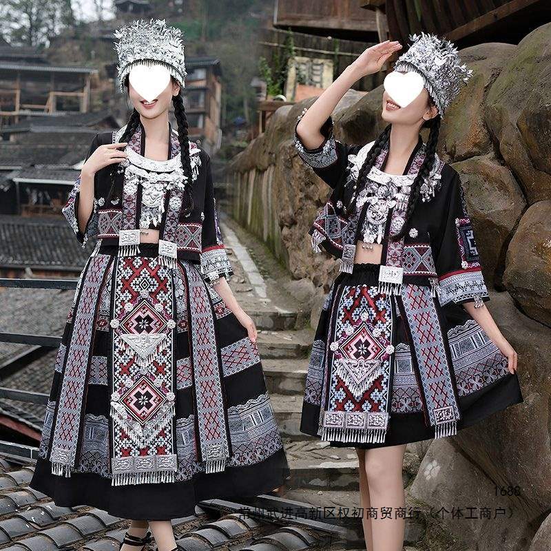 新款苗族服装成人少数民族服饰云南贵州旅拍苗寨少女舞蹈演出服