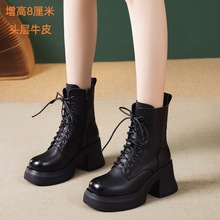 马丁靴真皮2025秋冬新款英伦风小个子增高瘦瘦保暖时尚百搭小短靴