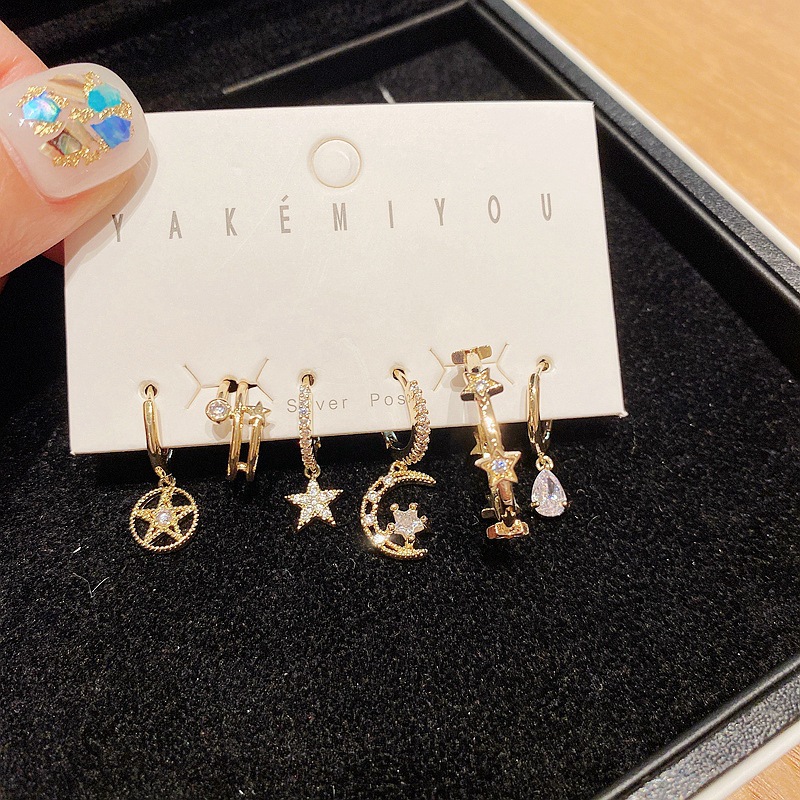 personality star moon microinlaid zircon earring earrings set wholesalepicture5