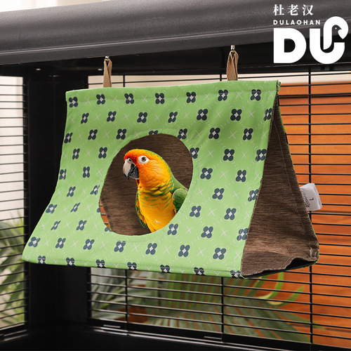 Parrot Nest: Summer-Proof, Breathable Small Sun-Niche for Sulphur-crested Cockatoos & Bourke's Parakeets – Hanging Triangular Birdhouse