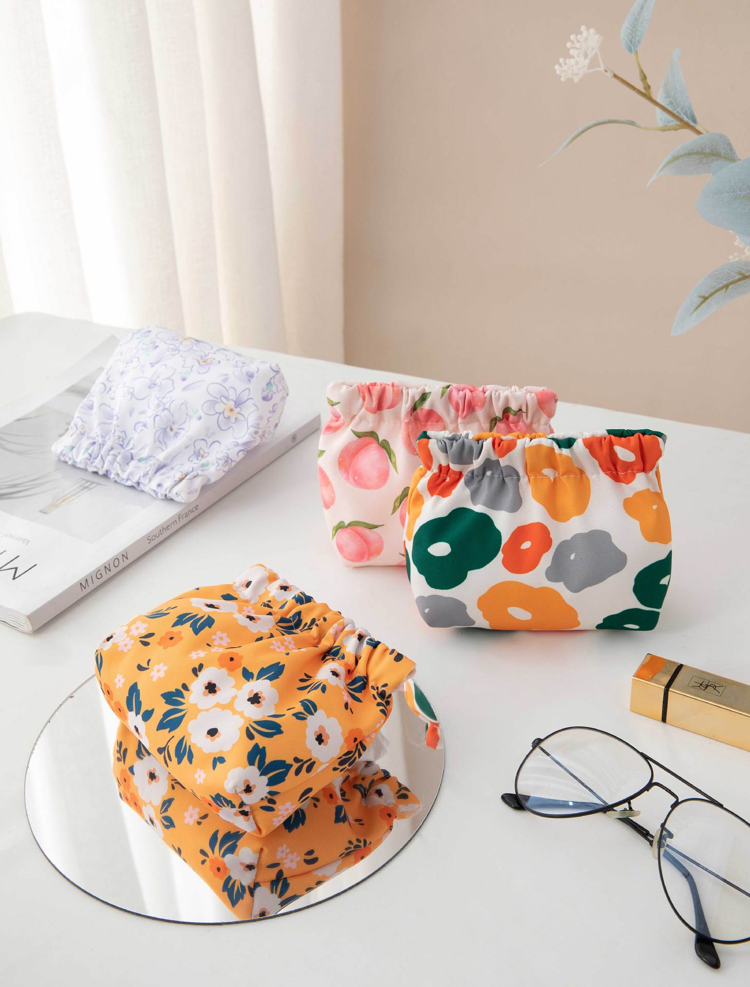 Fruit Pattern Cute Classic Style Fruit Oxford Cloth Square Makeup Bags