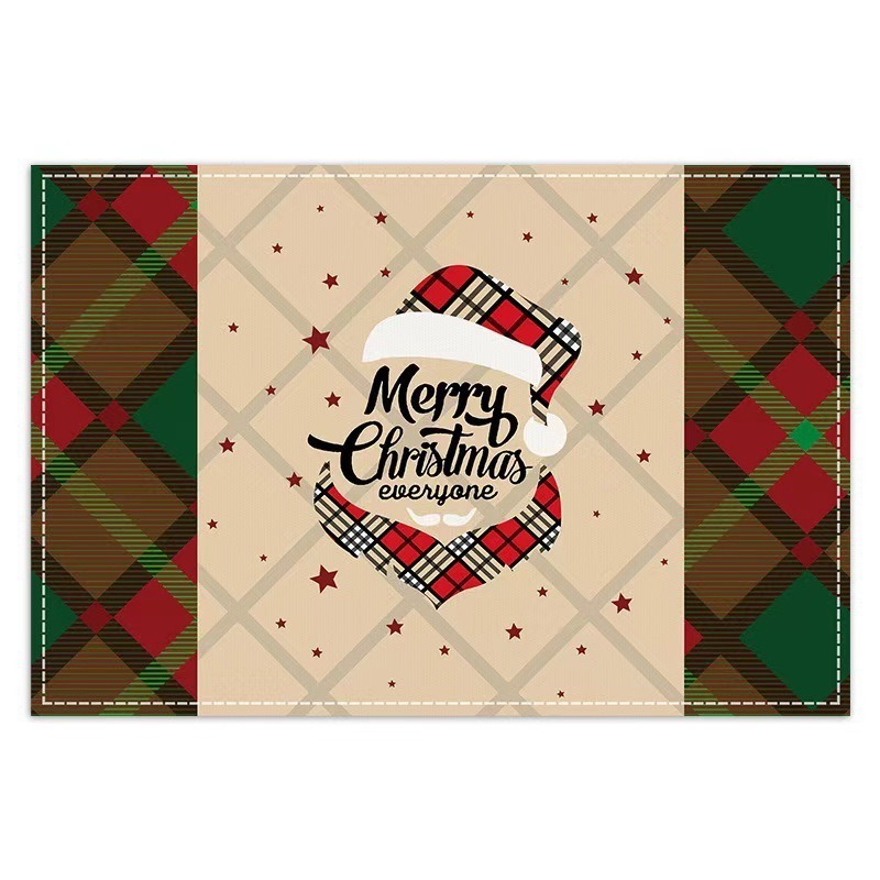 クロスボーダーテム人気のクリスマスプレースマット冬祭りリネン断熱マットセットプリントリネンテーブルクロス卸売|undefined