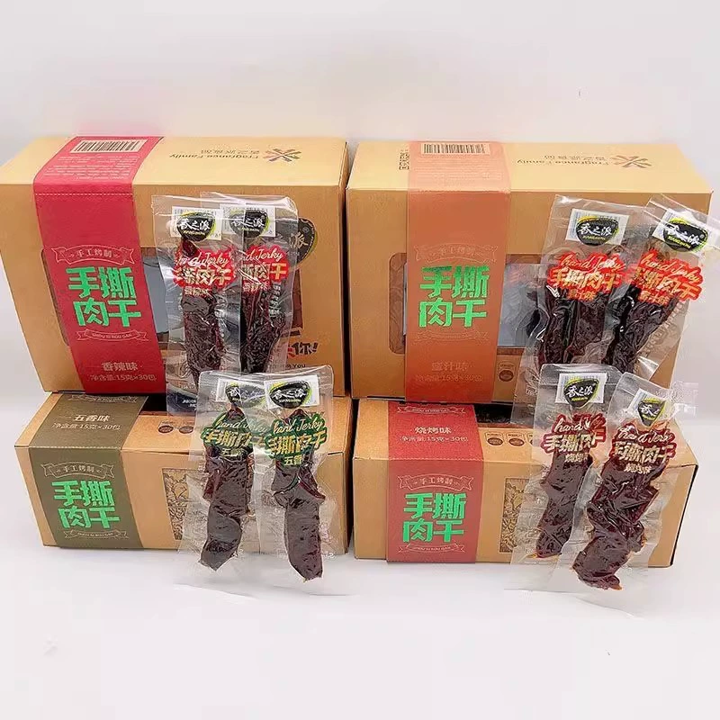 Вяленое мясо из свинины Xiangzhipai, нарезанное вручную, 15 г, острое, со вкусом пяти специй, готовое к употреблению, вакуумная упаковка, полоски вяленого мяса