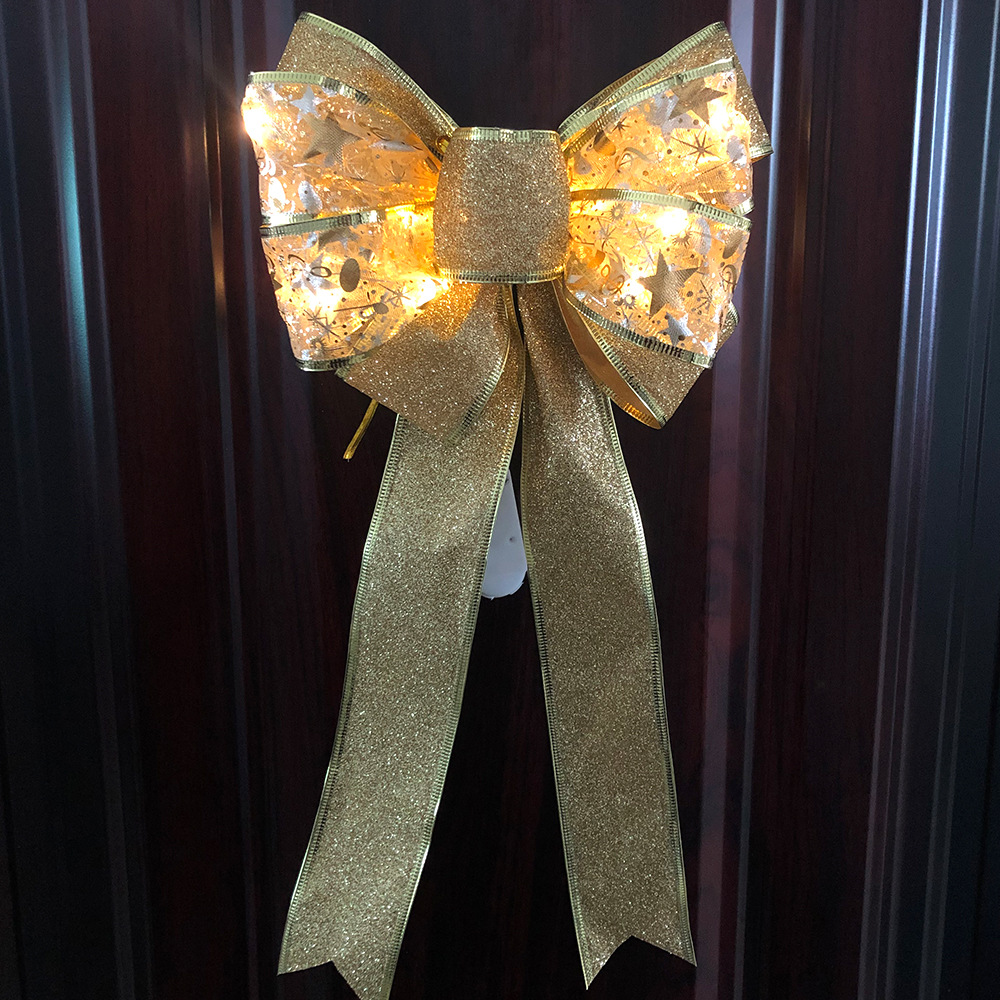 Nieuwe lichtgevende kerstboom DIY decoratieve hanger LED dubbellaags licht lint strik_voghion.com