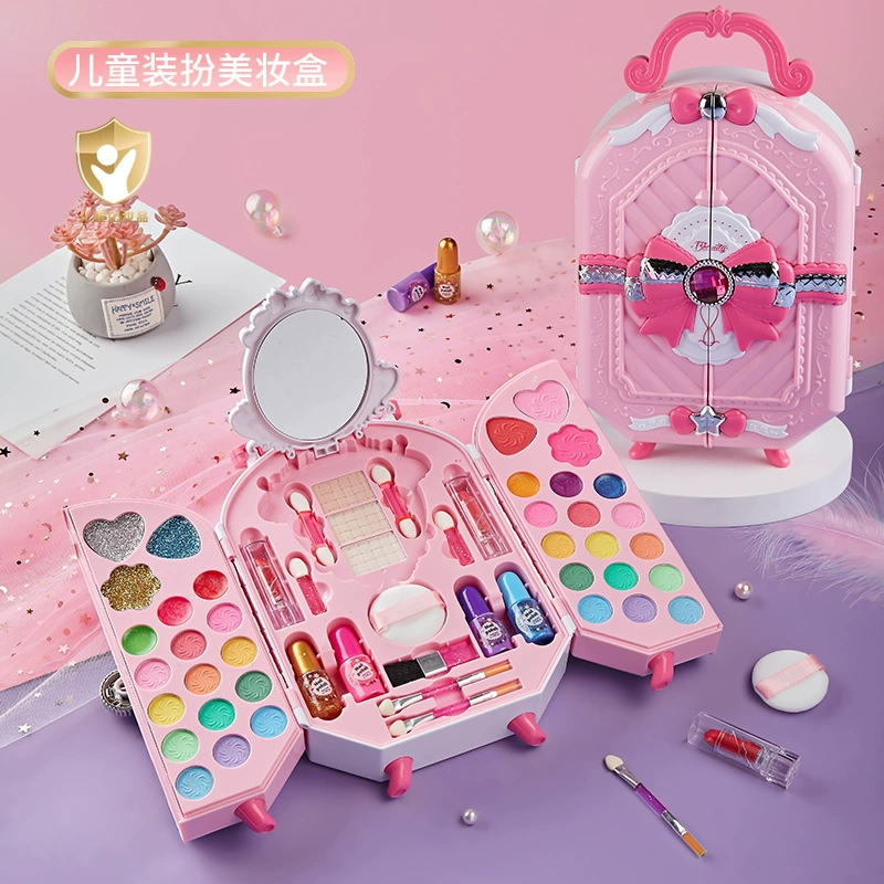 Makeup Play Set, Multi-layer Beauty Box with Doll and Accessories, Gift for Kids