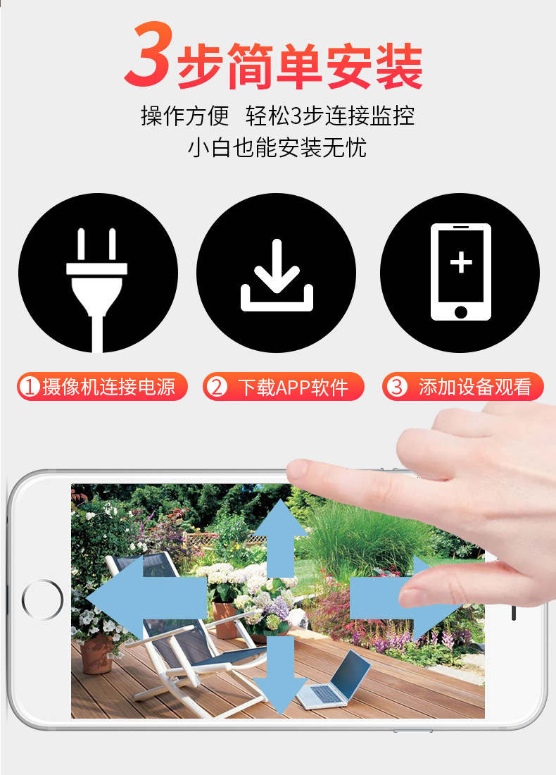 V380pro室内监控无线网络wifi摄像头360度智能高清手机远程监控器