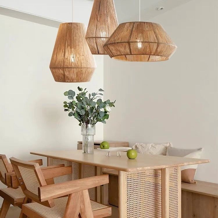 Lámpara de estilo japonés, estilo tranquilo y creativo, restaurante personalizado, bar, dormitorio, balcón, lámpara de vidina tejida a mano retro