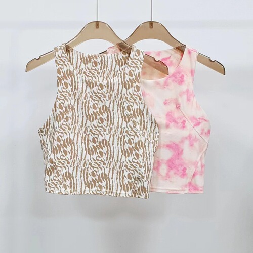 Cross-border printed lulu beautiful back yoga wear high-intensity sports bra fitness vest shock-proof push-up nude bra